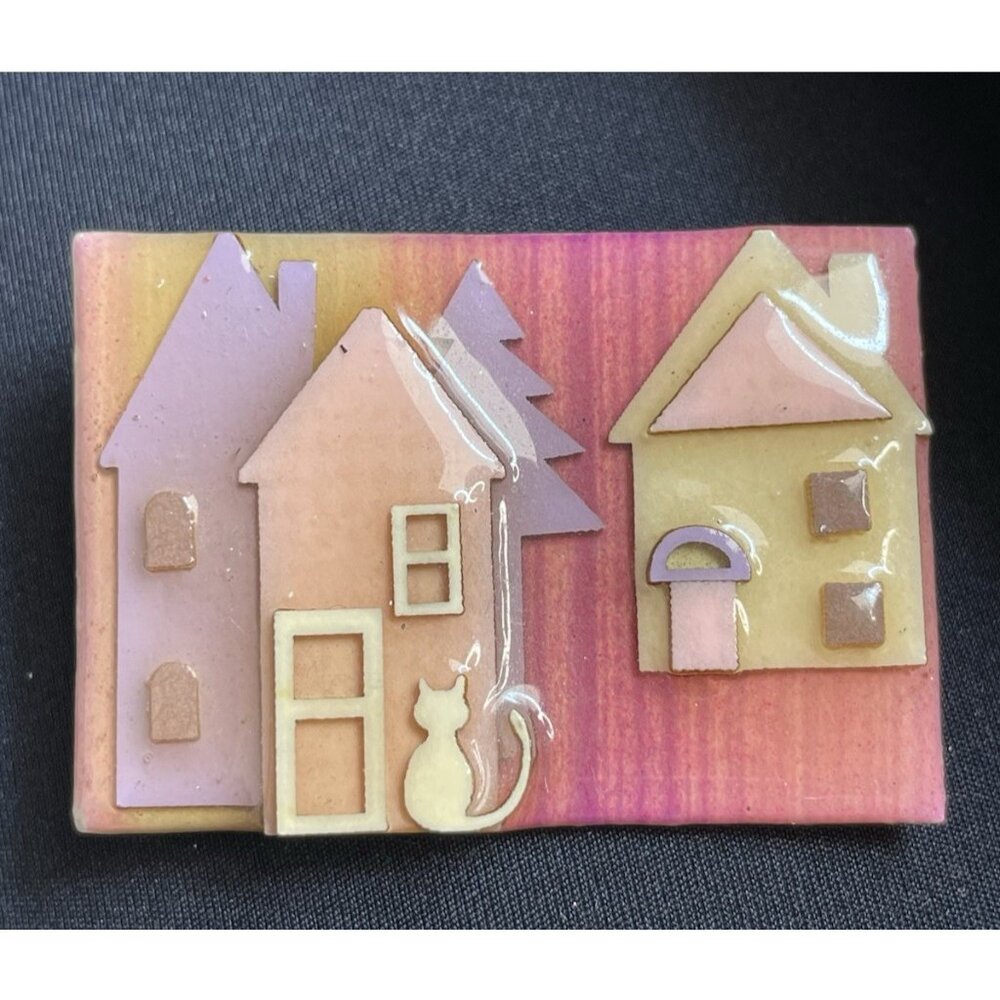 House Pins By Lucinda Brooch Cat Pink Houses HTF Rare Pin